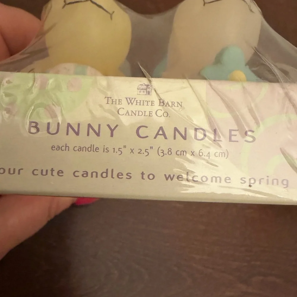 Vintage White Barn Easter Miniature Candles Bunny Rabbits Colorful 4 Candles New